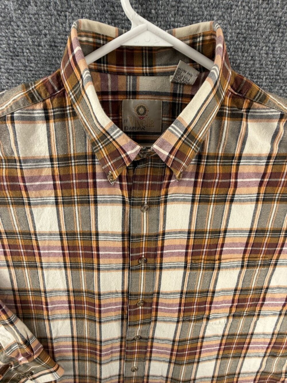 Viyella Flannel Wool Cotton Plaid Fall Colors XL Long Sleeve Soft Pocket Shirt